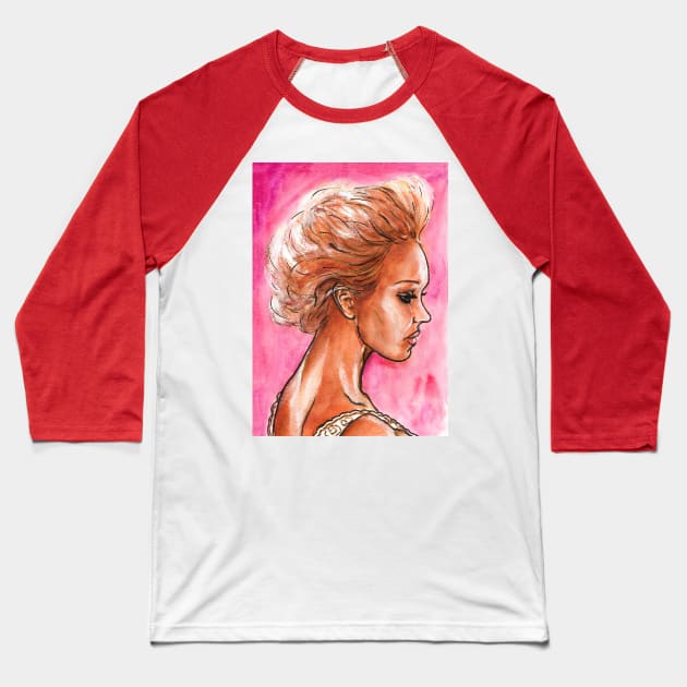 Jessica Alba Baseball T-Shirt by Svetlana Pelin